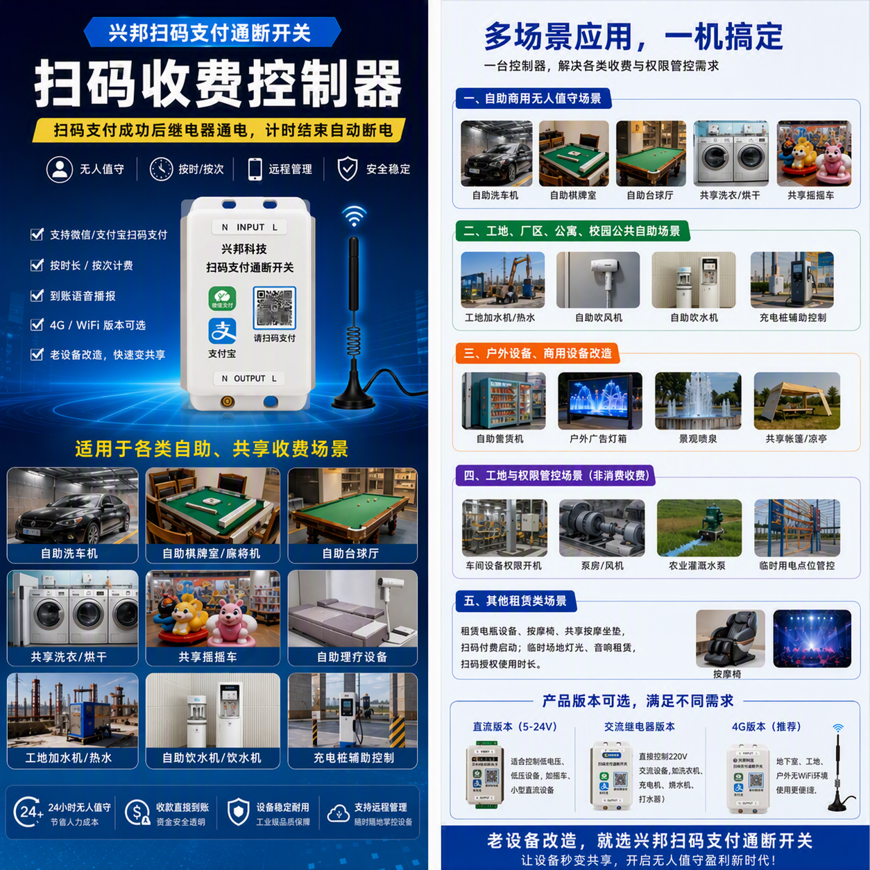 扫码支付通断开关（扫码收费控制器）应用场景